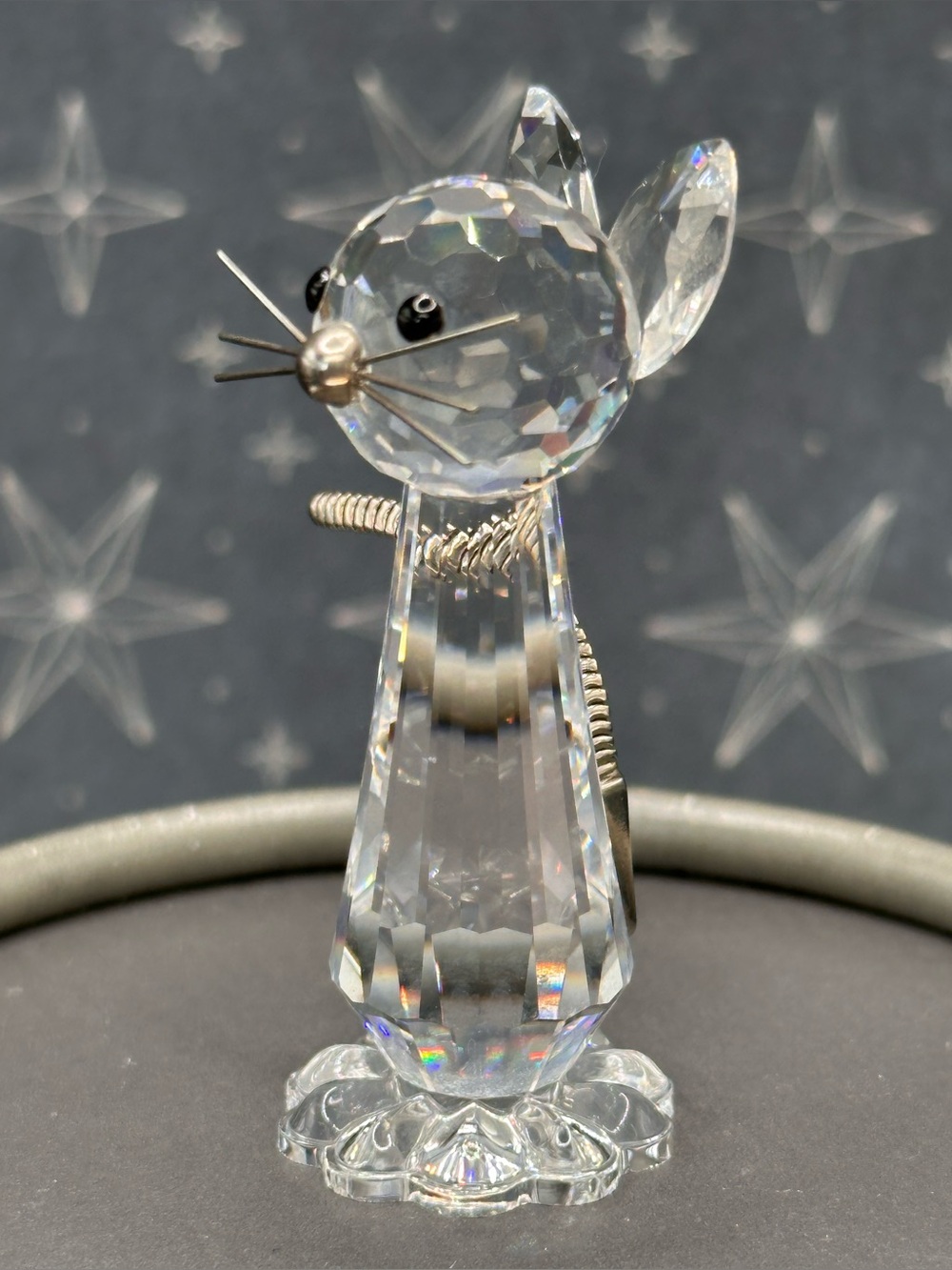 SWAROVSKI CRYSTAL MINIATURE CAT FIGURINE RETIRED w/original box 1985 - Picture 2 of 13